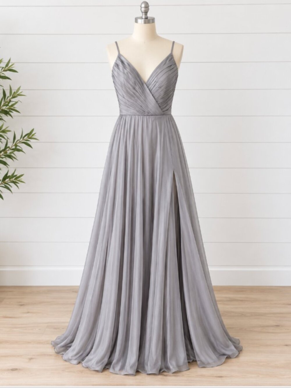 LA FEMME Womens Chiffon Ballgown Maxi Dress Size 14 - Platinum (Silver) NWT $328